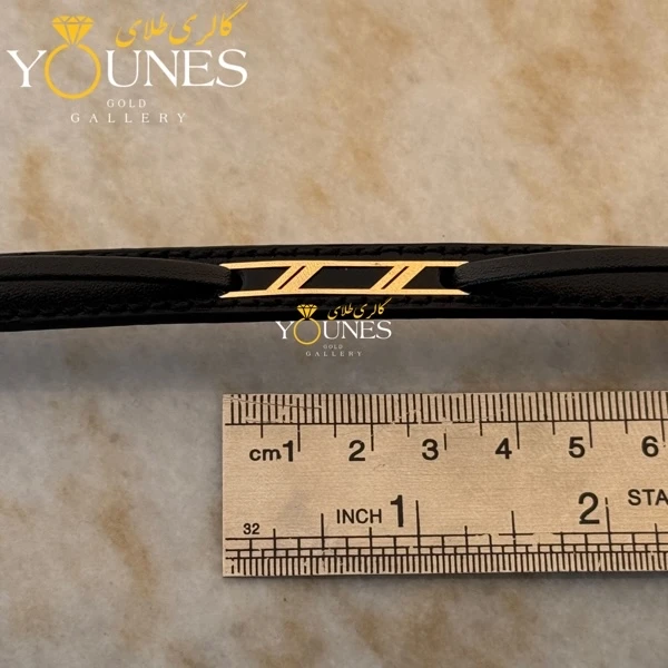 دستبند طلا چرم مردانه دو خط L128